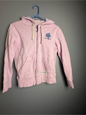 Life is Good Seashell Pink "Simply True" Fleece Zip Hoodie Womens Sz S